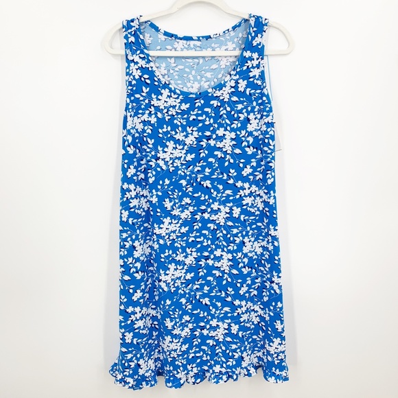 Draper James Blue Floral Ruffle Soft Jersey Tank Dress Sz S/M - Picture 3 of 8